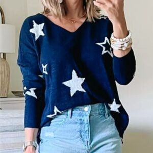 Chic Navy Star Sweater